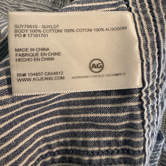 AG Adriano Goldschmied Rochelle Blue White Striped Chambray Romper M - Picture 5 of 5